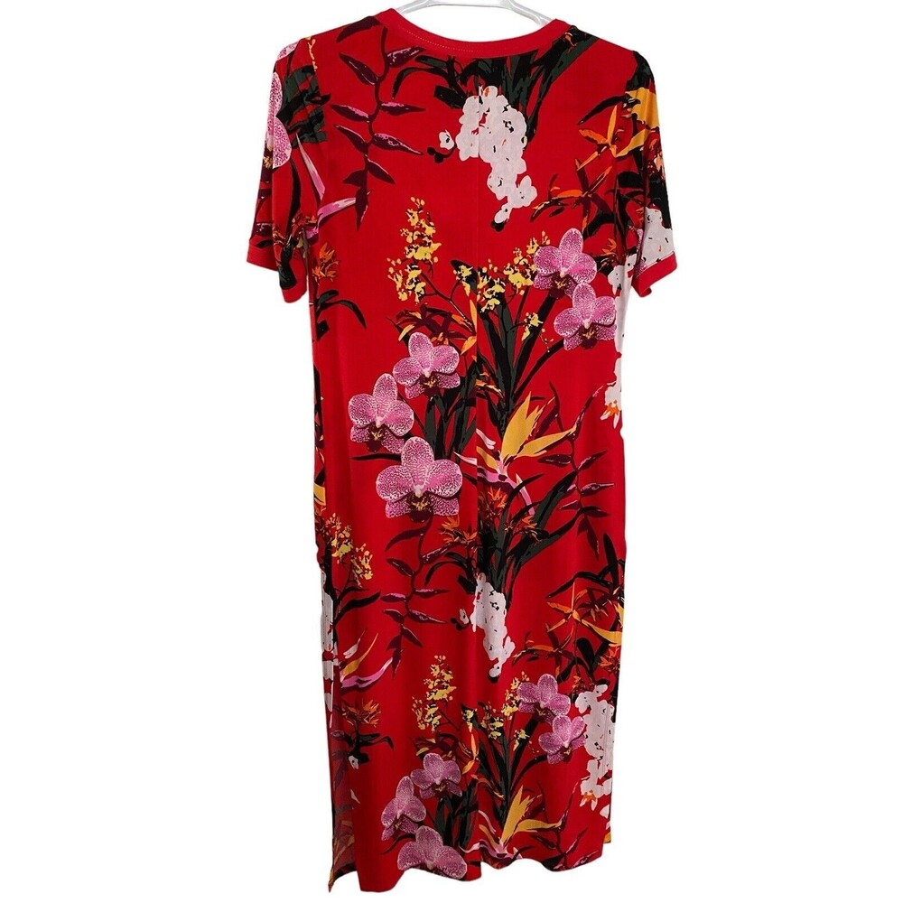G.I.L.I Got It Love It Womens Red Floral Side Slit Maxi Dress - Picture 6 of 10